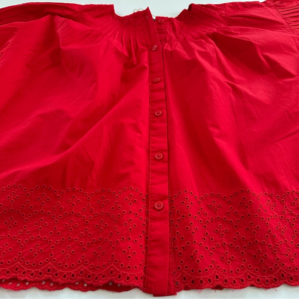 J.Crew Jolie Top in Eyelet Cotton Poplin in Vintage Red | XL | NWT - Picture 8 of 14